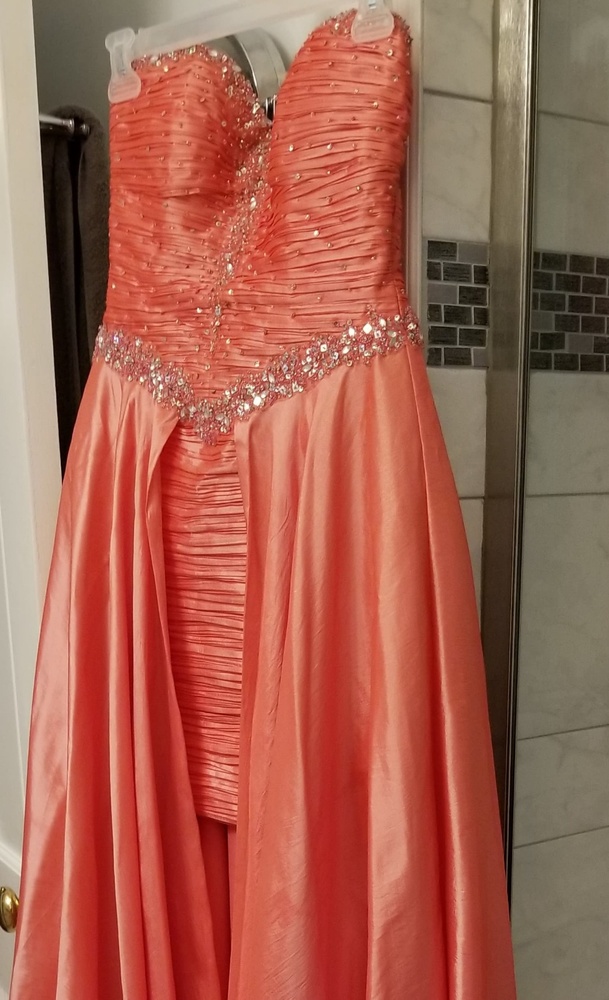 Coral Sweetheart Strapless High-Low dress